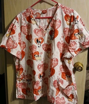 Women Size  L Fur Baby Scrub Top With 2 Pockets  - Image 1 of 4
