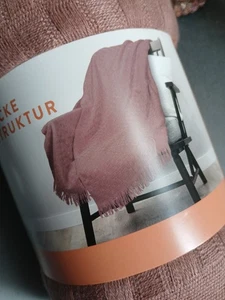 Decke mit Fransen Kuscheldecke Wohndecke Plaid Decke Sofadecke Rosa 130x170cm - Bild 1 von 4