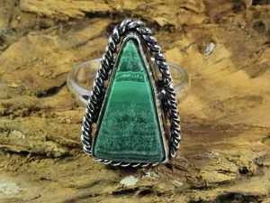 Natural Green Malachite 925 Solid Sterling Silver Ring Size US-7.5 B992 - Picture 1 of 10