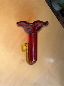 Vintage Glass Parasol Hummingbird Feeder Amberina Glass Bird Garden Hanging - Picture 1 of 4