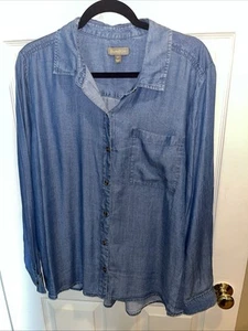 Style & Co. Women’s Blouse /?2X / Denim Looking , Pocket / Button Down / NWT - Picture 1 of 9