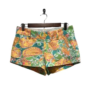 Lilly Pulitzer Walsh Pop Goes The Lemur gelb türkis Paisley Shorts Größe 2 - Bild 1 von 8