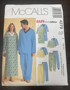 McCalls 4279 Misses Mens Teen Boys Nightshirt Top Pull-on Pajama Pants XL-XXL UC - Picture 1 of 5