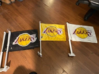Los Angeles Lakers 4 Pack Car Flags Black, Yellow White Playoffs Luka LeBron - Image 1 of 2