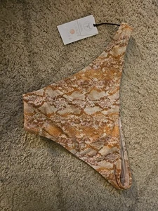 Neu mit Etikett freche Damen-Bikinihose Farbton und Ufer Schlangenhaut Goldglanz Small 4-6 - Bild 1 von 3