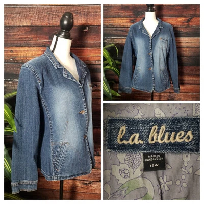 Chaqueta vaquera vintage LA Blues talla grande 18 W 18 W azul denim para mujer L.A. azul de colección Foto 1 de 4