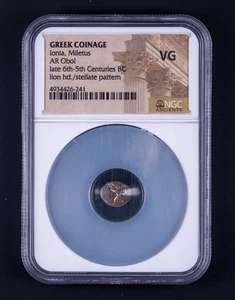 Ancient Greek Ionia Miletus 6th-5th Centuries BC AR Obol Stellate NGC VF RB241 - Picture 1 of 2
