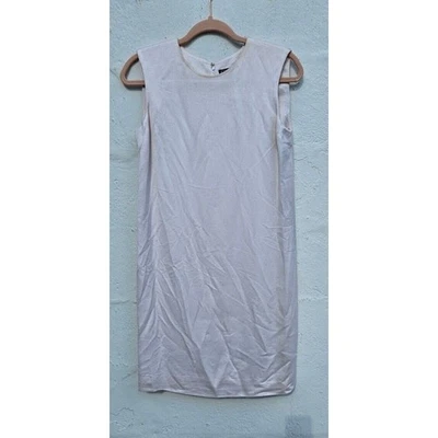 Vintage 90s Gianni Versace Couture Dress 38 Small Ivory Sleeveless Shift Mini - Image 1 of 4