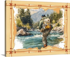 Lake Placid Fishing Art Print Fly Fishing Heaven Canvas Wrap Wildlife Wilderness - Picture 1 of 4