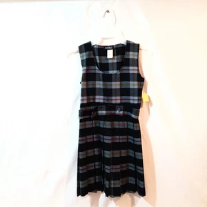 Girls Sleeveless Jumper Dress School Uniform Navy Blue Plaid by Engelic Uniforms - Picture 1 of 5