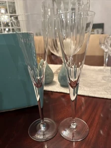 (2) TIFFANY & CO~TFC14~Crystal Champagne Flutes~Panel Cut~9"~EXCELLENT - Picture 1 of 6