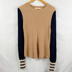 Madewell Colorblock Pullover Damen mittel hellbraun blau Merinowolle Alpaka " - Bild 1 von 10