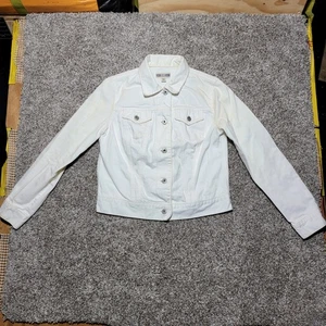 Vintage Gap Damen Icon Jeansjacke Gr.M Off White Knopfleiste Pattentaschen - Bild 1 von 18
