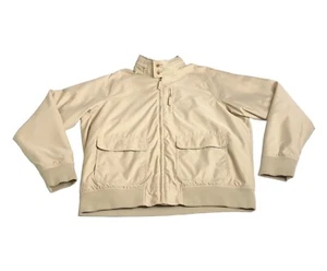 Lands End Jacket Mens LT Large Tall Tan Khaki Bomber Hideaway Hood Utility Coat - Picture 1 of 20