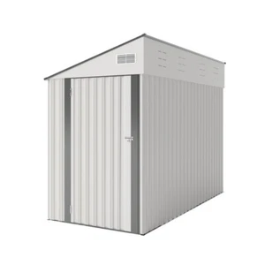 4×8FT Lean to Wall Garden Storage Shed Outdoor Metal Tool House w/Lockable Door - Picture 1 of 20