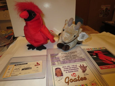 1999 Mac the Cardinal,  and Goatee the Goat Sports Beanie Babies with tickets Cover