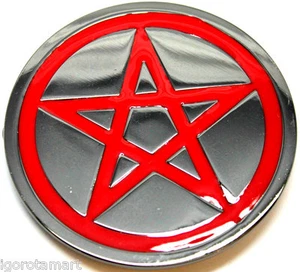 FIBBIA PENTAGRAMMA PENTACLE METAL DA UOMO ROSSA DONNA - Foto 1 di 5