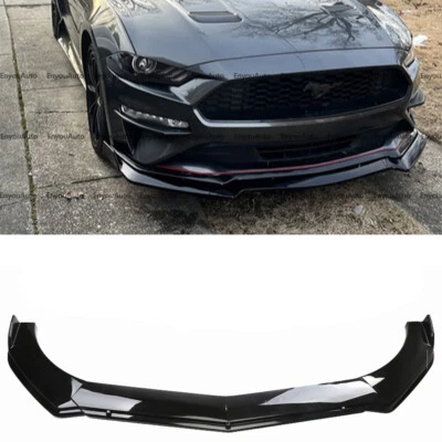 For Ford Mustang UNIVERSAL Front Bumper Lip Spoiler Splitter Glossy Black - Image 1 of 4