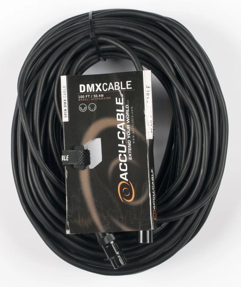 American DJ ADJ AC5PDMX100 22 AWG 100 Foot 5-Pin Male-Female DMX Lighting Cable - Image 1 of 1
