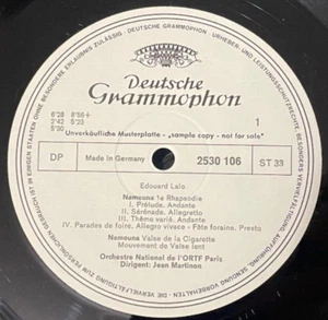 DGG 2530 106 WHITE PROMO Martinon, ORTF: Lalo: Namouna Rhapsodies 1, 2, Valse NM - Picture 1 of 2