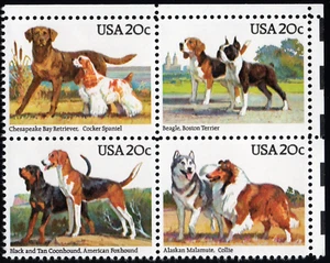 Scott #2101a (2098-2101) Dogs (Retrievers) Block of 4 Stamps - MNH - Picture 1 of 1