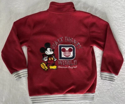 VTG Disney Parks World 1/4 Zip Red Fleece Mickey Mouse KIDS Youth M Embroidered - Image 1 of 4