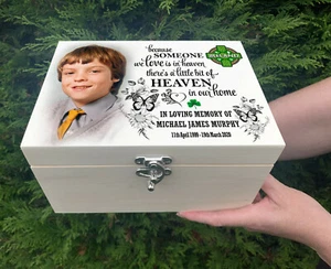 Personalised cremation urn / casket, Wooden memory box, Ireland Irish design. - Picture 1 of 12