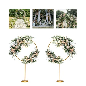 2pcs Balloon Lead Brackets Golden Metal Round Arch Stand for Wedding Party Decor - Picture 1 of 12