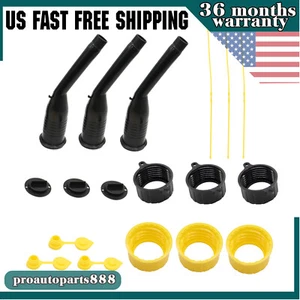 Old Style Gas Can Spout Replacement w/Tough Nozzles Screw Collar Vent Caps 3 Kit - Picture 1 of 7