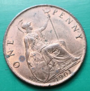 1901 Queen Victoria bronze penny nice condition #708 - Picture 1 of 2