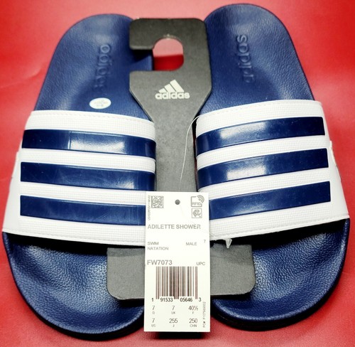 Adidas Adilette Shower Real Madrid Navy Slides da uomo taglia 7 FW7073 nuove con etichette