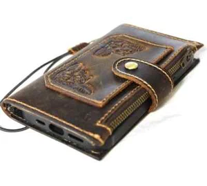 Genuine Leather Case for Google Pixel 6 6a 7 pro Art Design Wallet Closure Dark - Picture 1 of 6