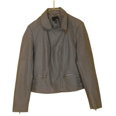 Chaqueta Ana Tostada Imitación Cuero Vegano Manga Larga Cremallera Frontal Talla L Foto 1 de 4