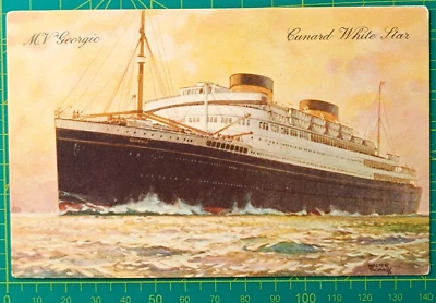 US postcard 1931,Gunard White Star,M.V. "GEORGIC",sister ship "BRITANNIC",unused - Image 1 of 4