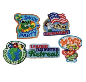 Girl Scouts Patch Lot of 5. Flag Ceremony,  Leader Daughter Retreat, Tea Party - Picture 1 of 9