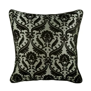 Square Pillow Cover Black 16"x16", Bed Decor Velvet Fabric - Victorian Black - Picture 1 of 3