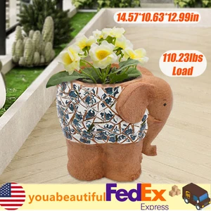 Animal Plant Pot Cute Elephant Shape Planter With Drainage Hole Flower Pot US - Picture 1 of 18