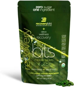 RECOVERYbits Chlorella Tablets Recovery Supplements, Large Bag of 1000 Tablets P - Picture 1 of 7