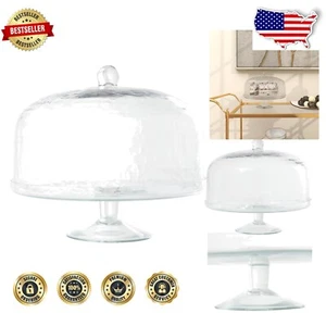 12.15" Glossy Round Cake Stand with Dome - Perfect for Dessert Display - Picture 1 of 11