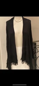 Love stitch Black Cardigan With Ruffles Trim Sz M - Picture 1 of 9