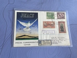 Cook Is 1946 FDC +Peace Victory Set #SG146-9 + Dove w/ Olive Leaf Cachet +Neat - Picture 1 of 2