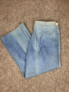 Vintage 80s Orange Tab Levi's Pants Women’s Size 42x33 Wide Leg Flare Blue NOS - Picture 1 of 21