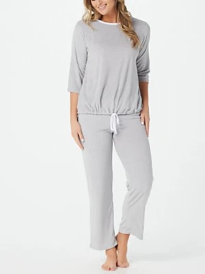 Stan Herman - Silky Baby Terry Pajama Lounge Set - Light Grey - Image 1 of 4