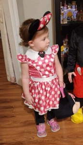 Spirit Halloween Store Minnie Mouse Costume & Bucket Size 2T EUC - Picture 1 of 13