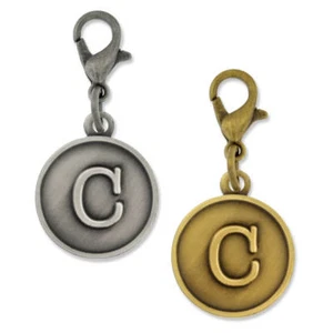 PinMart's Antique Gold and Silver Letter C Alphabet Initial Charm - Picture 1 of 5
