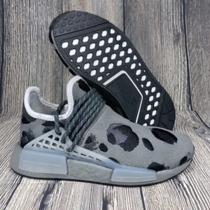 Adidas NMD HU Pharrell Animal Print Ash Grey Sneakers Mens 8.5 WMNS 9.5 ID1531 - Picture 1 of 8