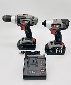PORTER CABLE 18V 1/4" IMPACT & Driver 2 Batteries With Charger - Tested