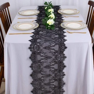 ShinyBeauty Spitzen-Tischläufer schwarz 3 Meter Läufer Vintage Spitze Tischdecke - Bild 1 von 6