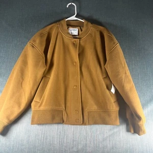 Old Navy Womens Bomber Jacket Size XS Caramel Oversized Long Sleeve Snap Button - Picture 1 of 11