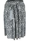 apt.9 Gray Floral Mini Flare Skirt Tie Waist Stretchy Mid Rise Women Size L 